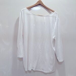 Loft White Long Sleeve Tee With Criss Cross Back